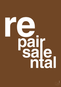 plakat: repair resale rental - dark brown-Miljø-A1two3