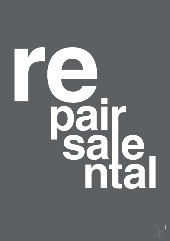 plakat: repair resale rental - graphic charcoal-Miljø-A1two3