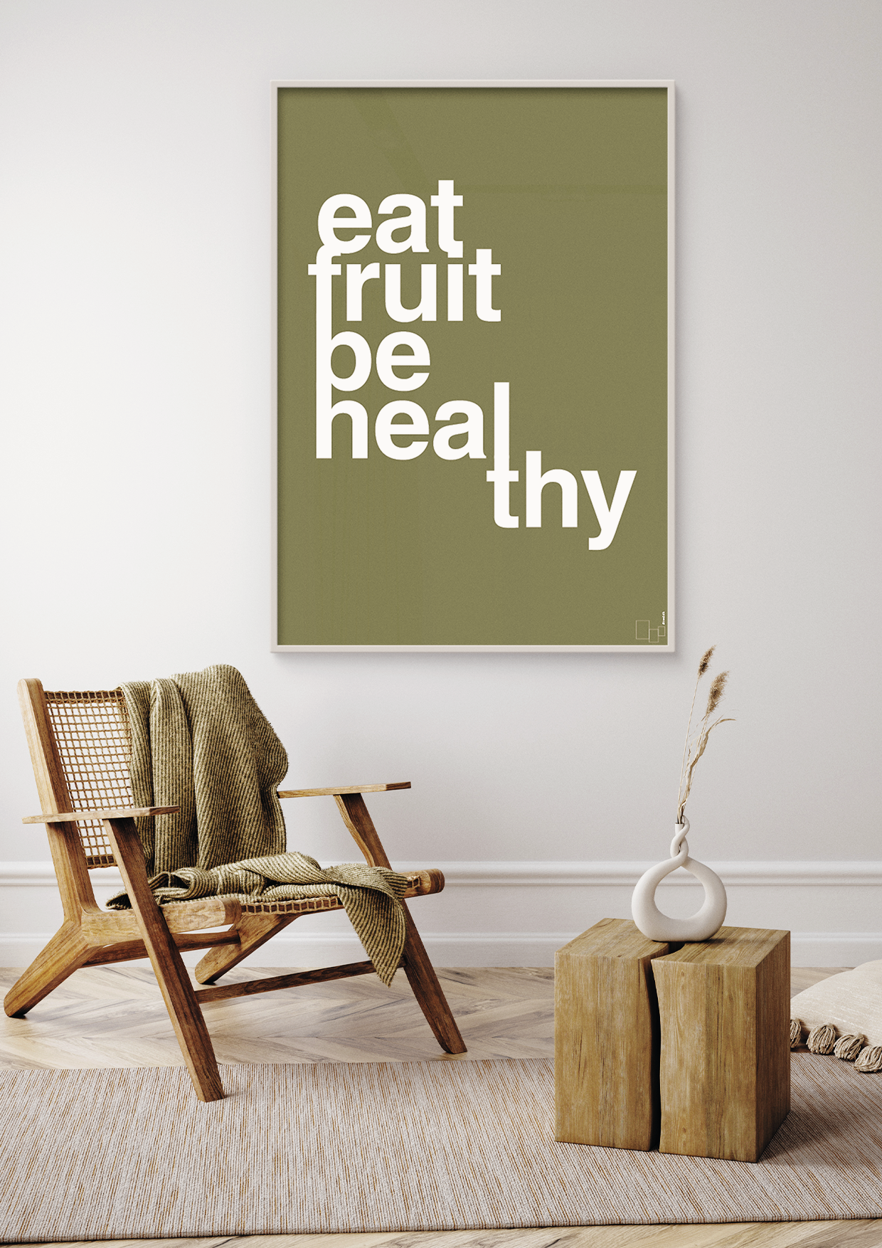 plakat: eat fruit be healthy - graphic charcoal-Sundhed-A1two3