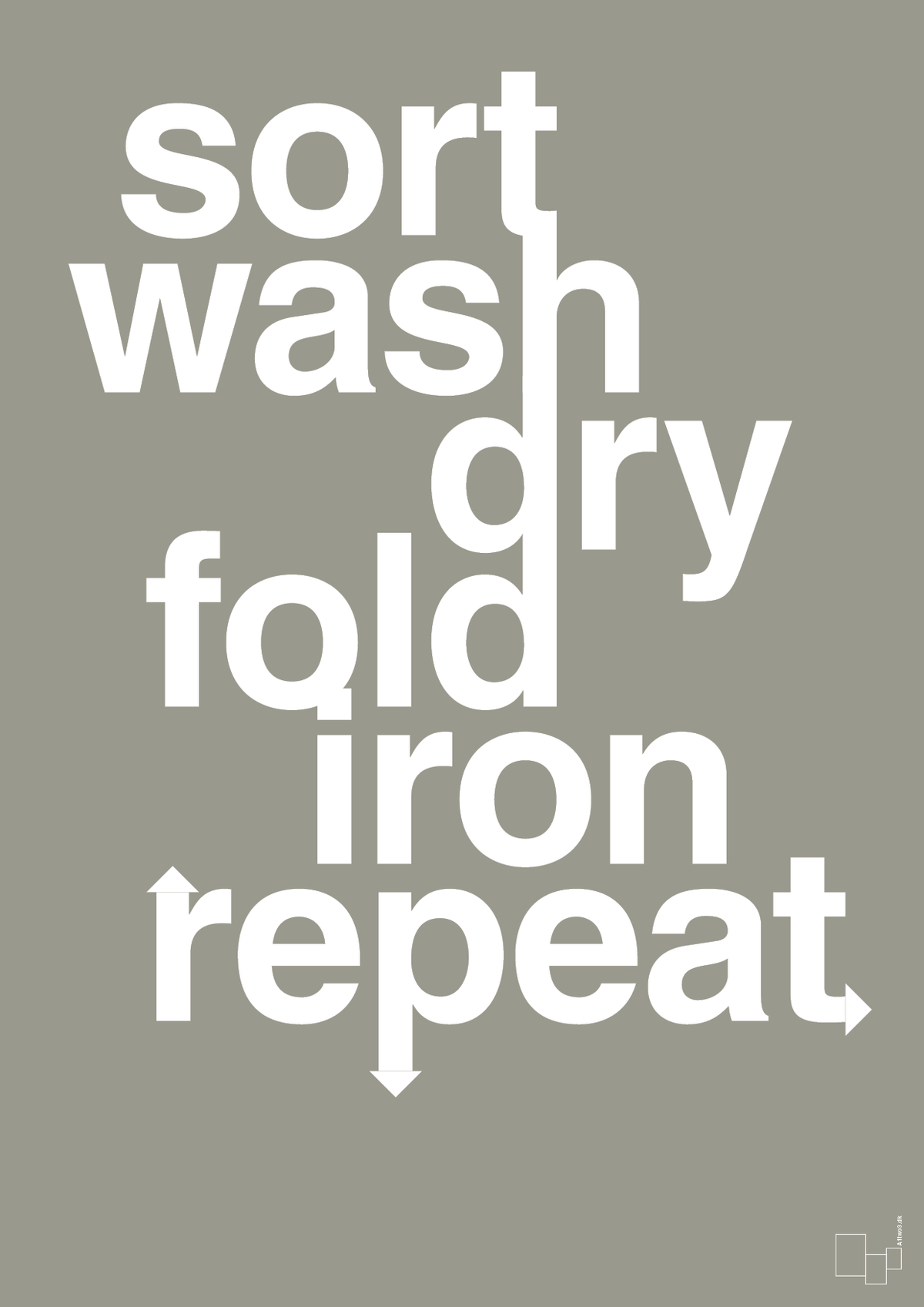 plakat: laundry repeat - battleship gray-Livet-A1two3