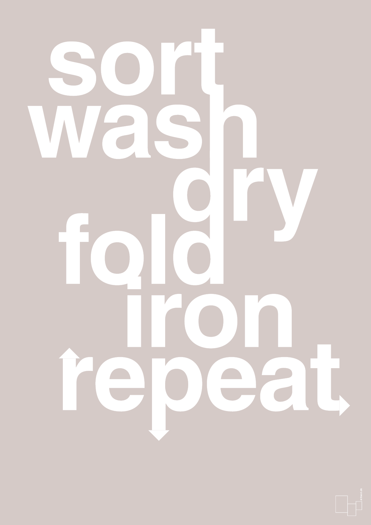 plakat: laundry repeat - broken beige-Livet-A1two3