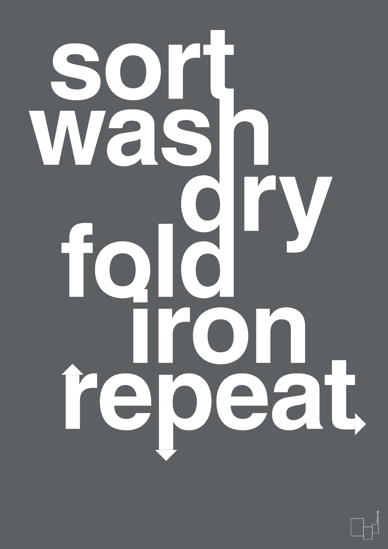 plakat: laundry repeat - graphic charcoal-Livet-A1two3
