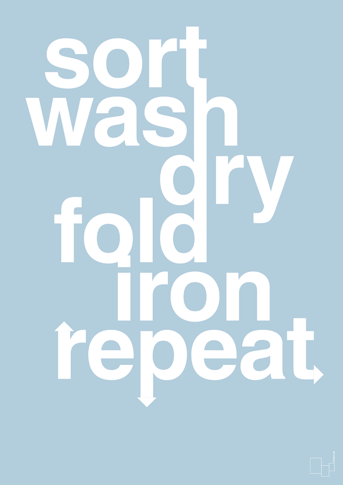 plakat: laundry repeat - heavenly blue-Livet-A1two3