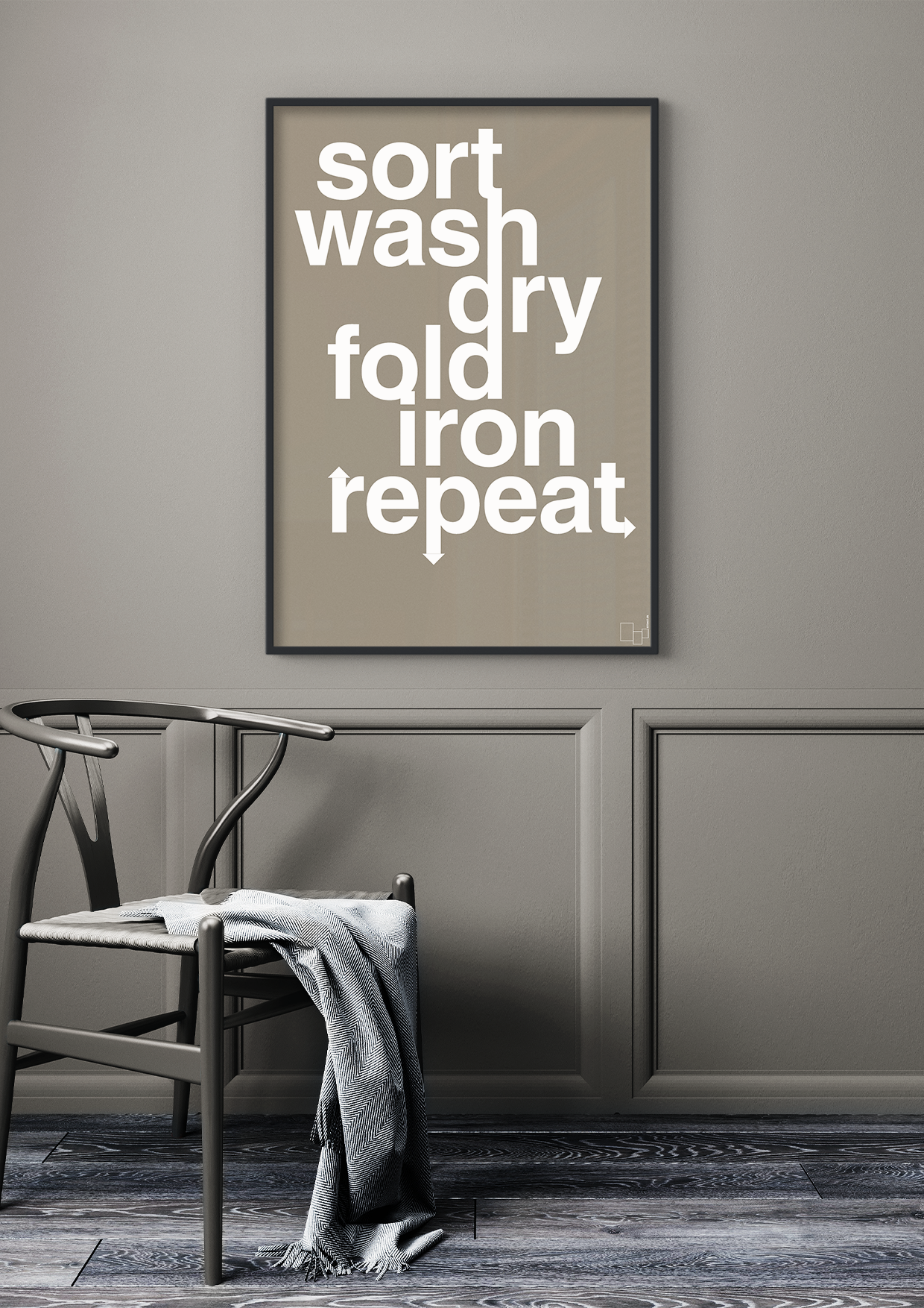 plakat: laundry repeat - graphic charcoal-Livet-A1two3