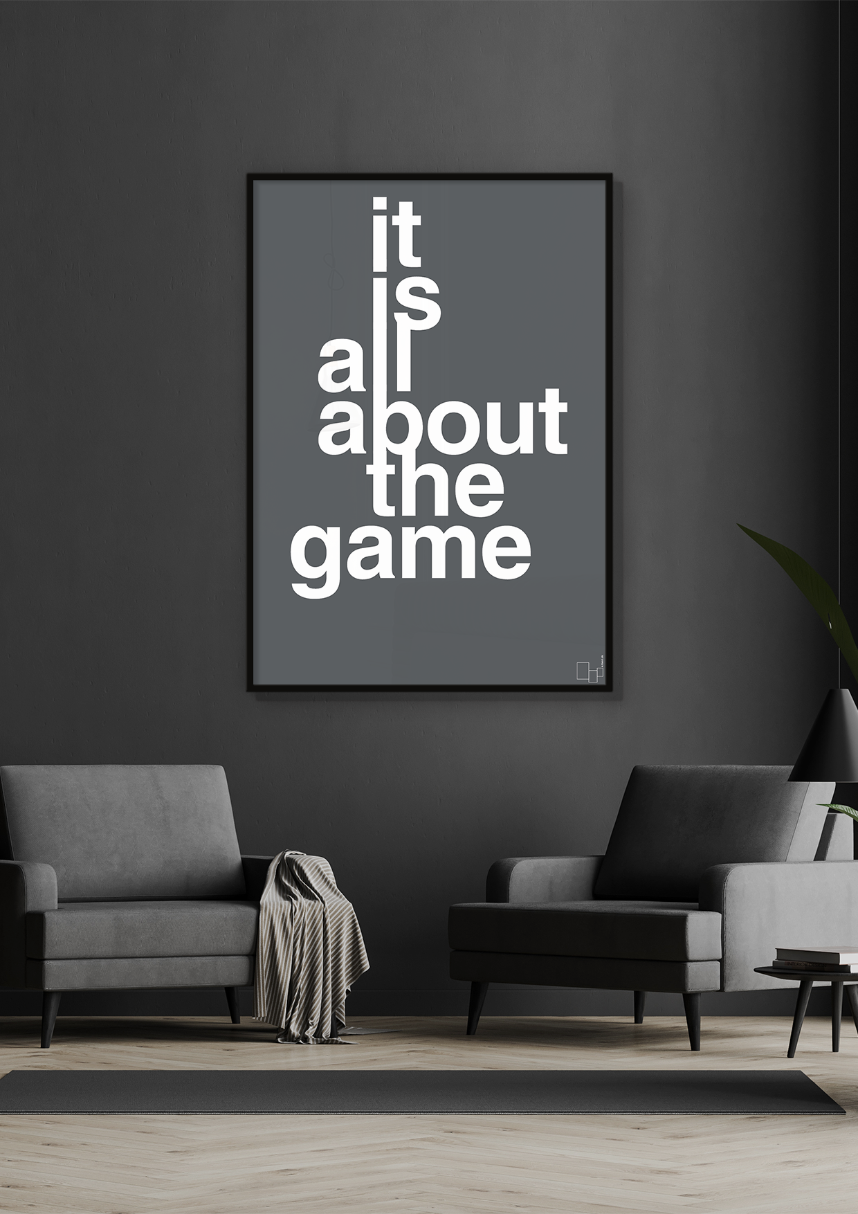 plakat: it is all about the game - graphic charcoal-Gaming-A1two3