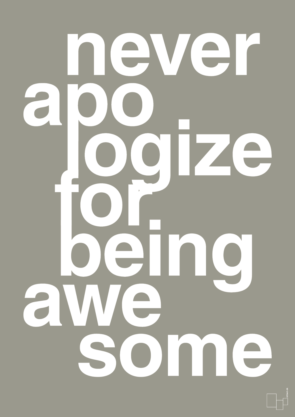 plakat: never apologize for being awesome - battleship gray-Fitness-A1two3