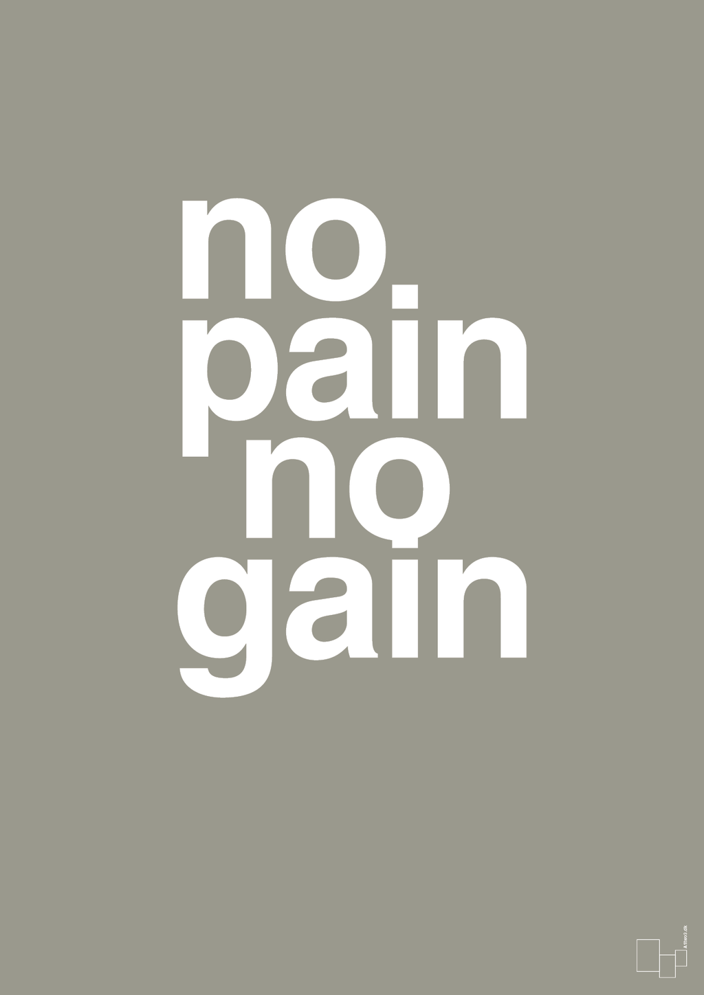 plakat: no pain no gain - battleship gray-Fitness-A1two3