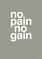 plakat: no pain no gain - battleship gray-Fitness-A1two3