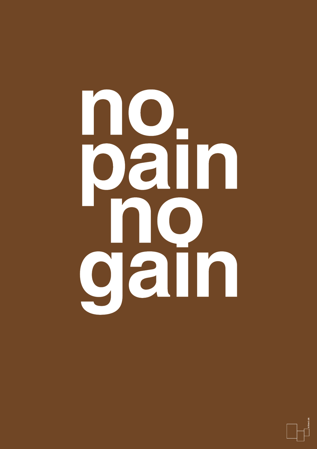 plakat: no pain no gain - dark brown-Fitness-A1two3