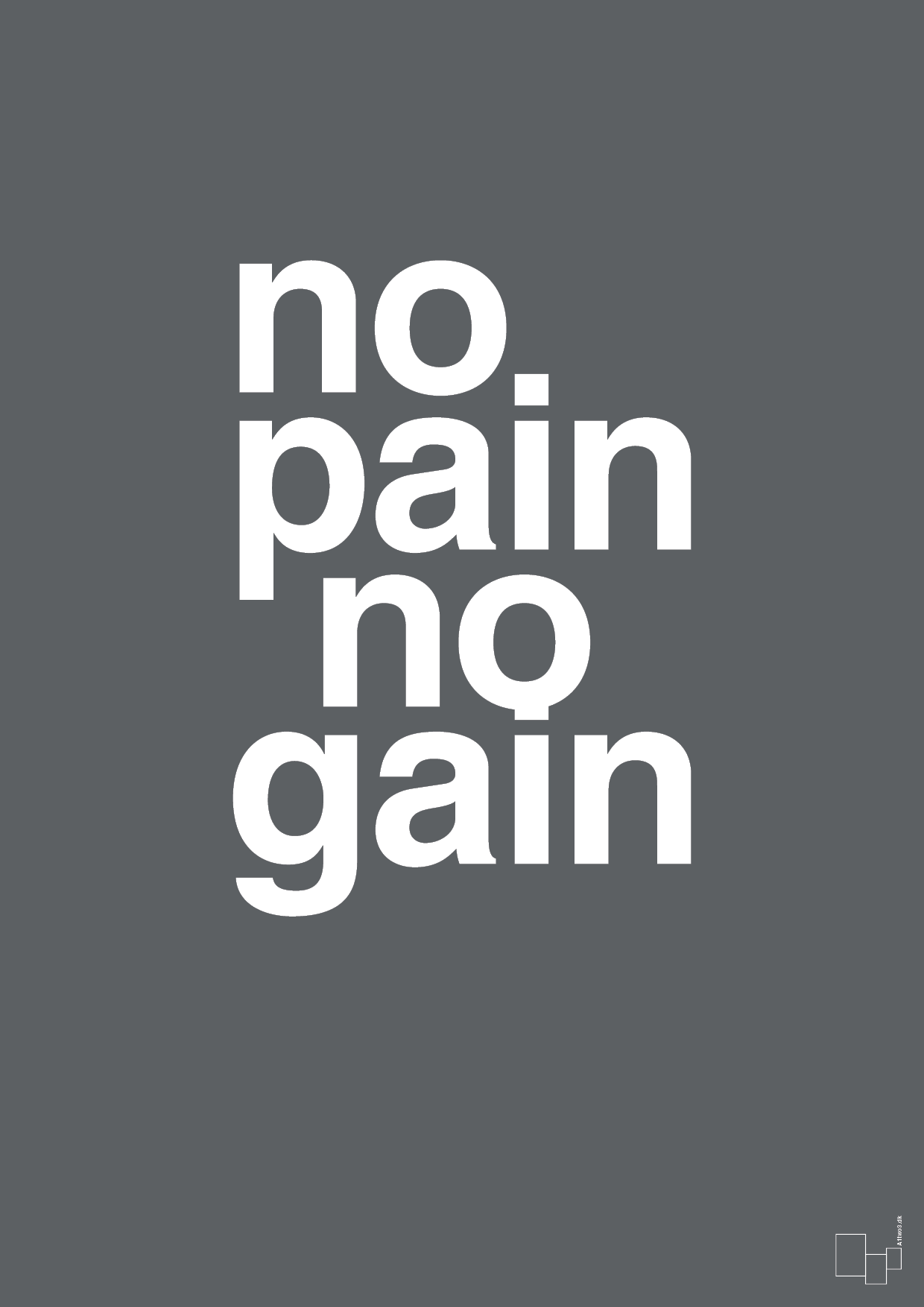 plakat: no pain no gain - graphic charcoal-Fitness-A1two3