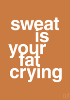 plakat: sweat is your fat crying - rumba orange-Fitness-A1two3