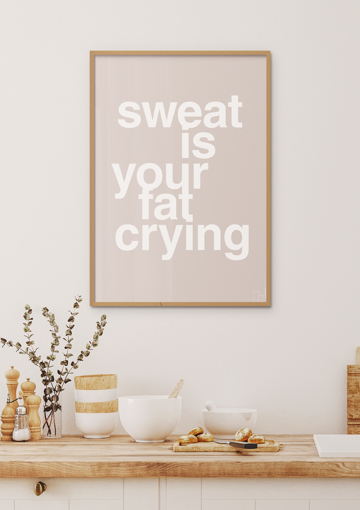 plakat: sweat is your fat crying - graphic charcoal-Fitness-A1two3