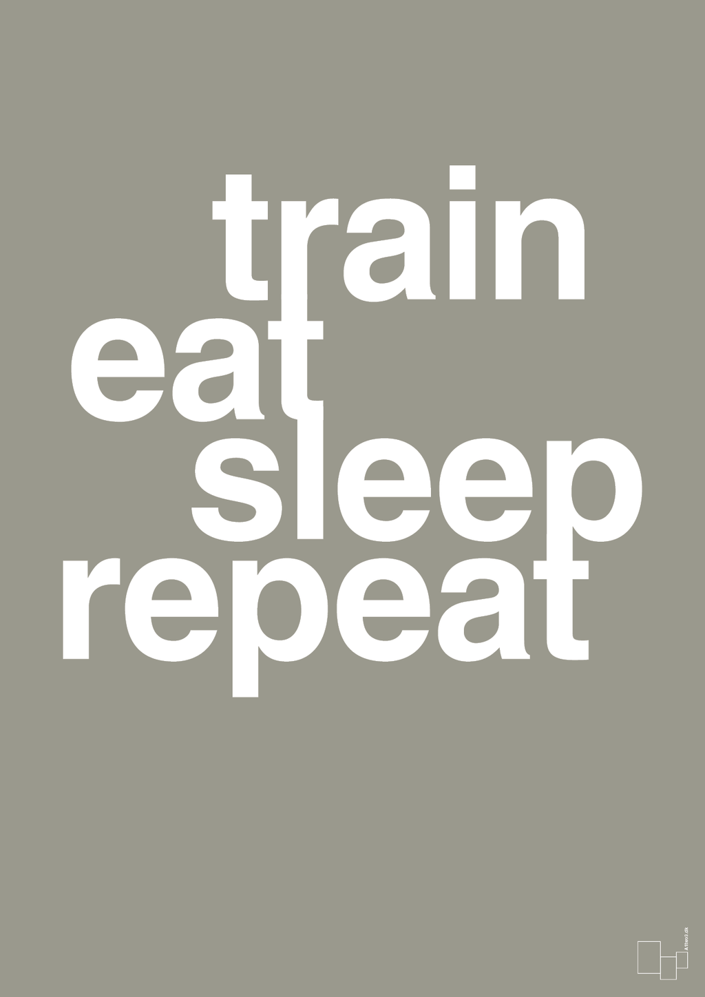 plakat: train eat sleep repeat - battleship gray-Fitness-A1two3