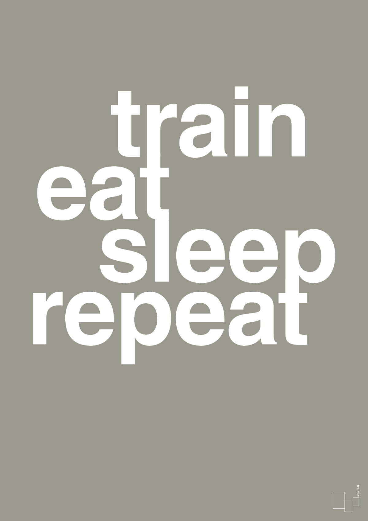 plakat: train eat sleep repeat - battleship gray-Fitness-A1two3