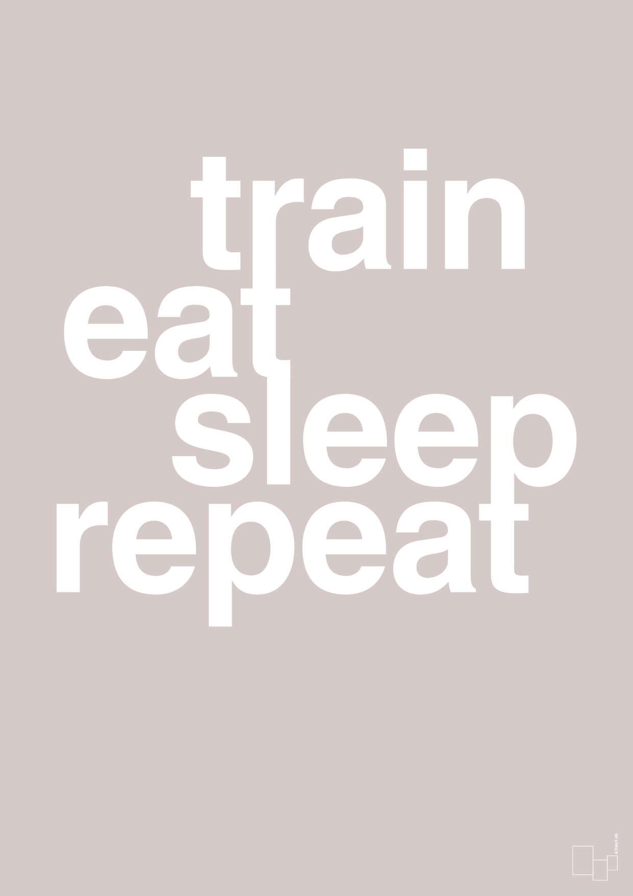 plakat: train eat sleep repeat - broken beige-Fitness-A1two3