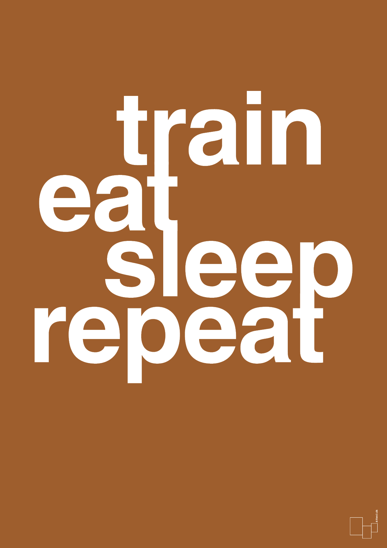 plakat: train eat sleep repeat - cognac-Fitness-A1two3