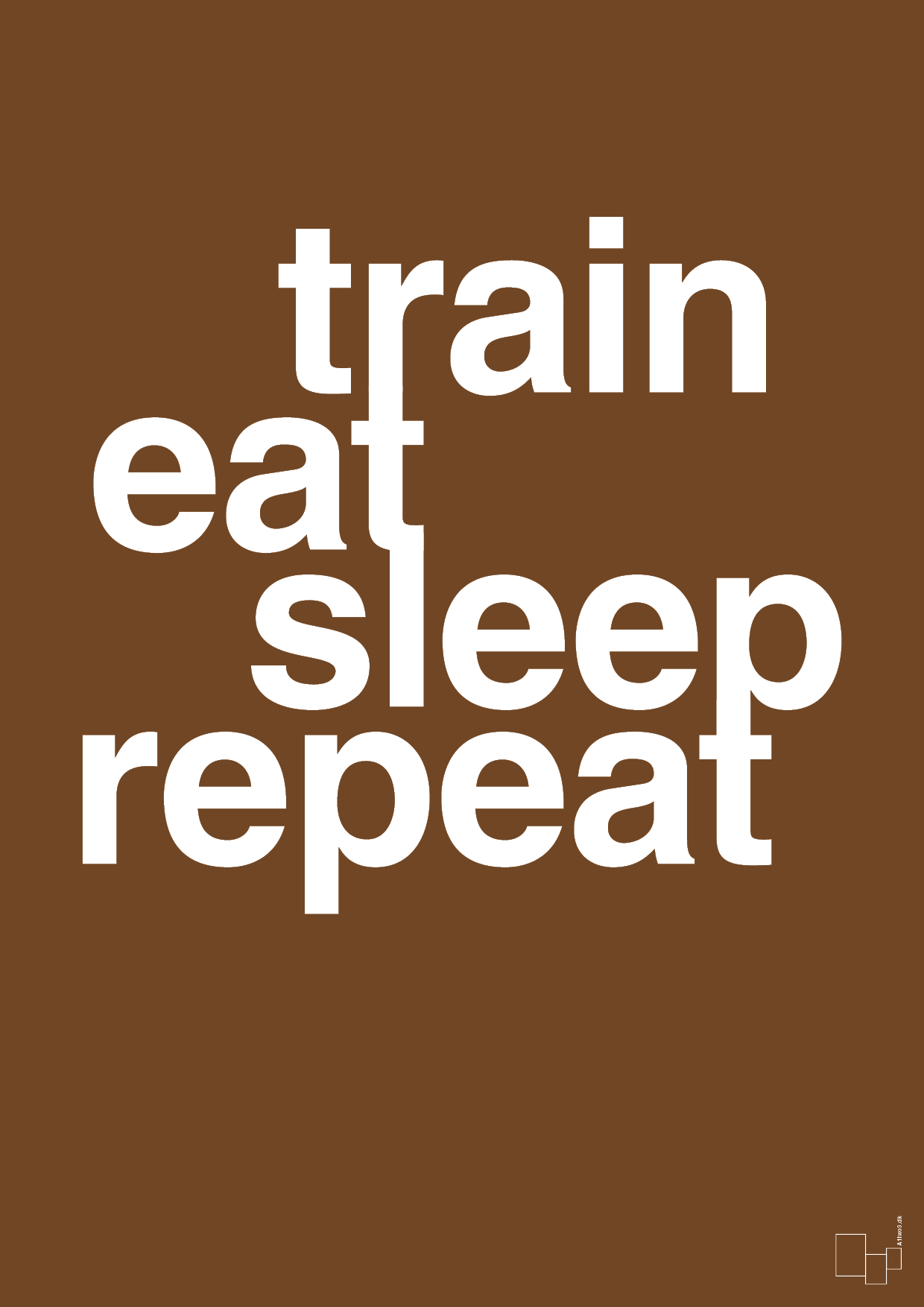 plakat: train eat sleep repeat - dark brown-Fitness-A1two3