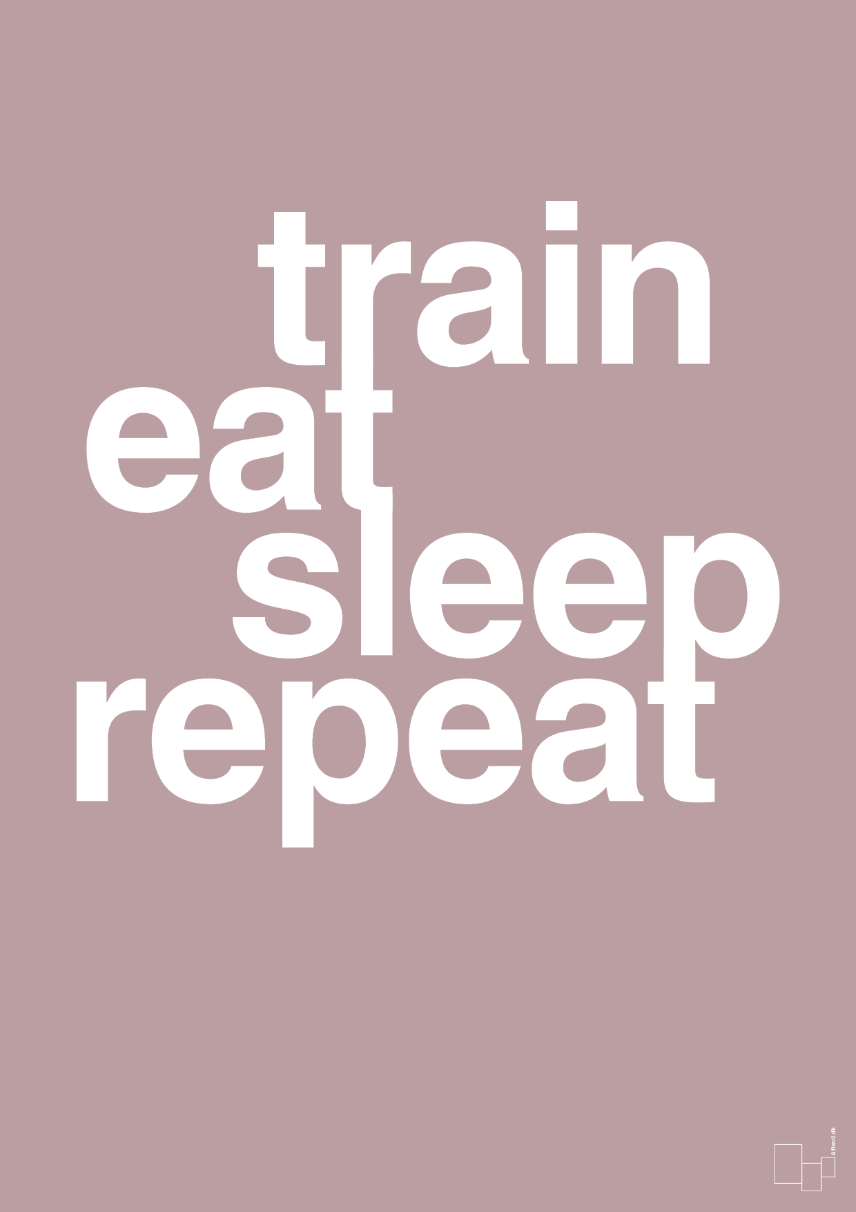 plakat: train eat sleep repeat - light rose-Fitness-A1two3
