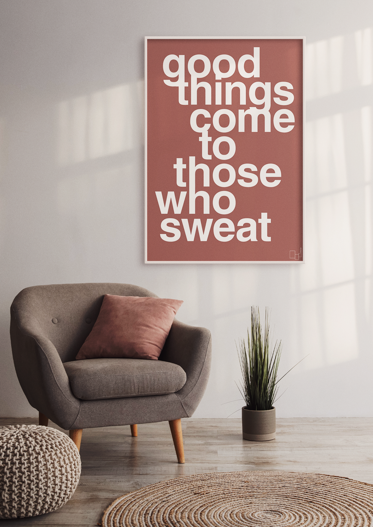 plakat: good things come to those who sweat - graphic charcoal-Fitness-A1two3