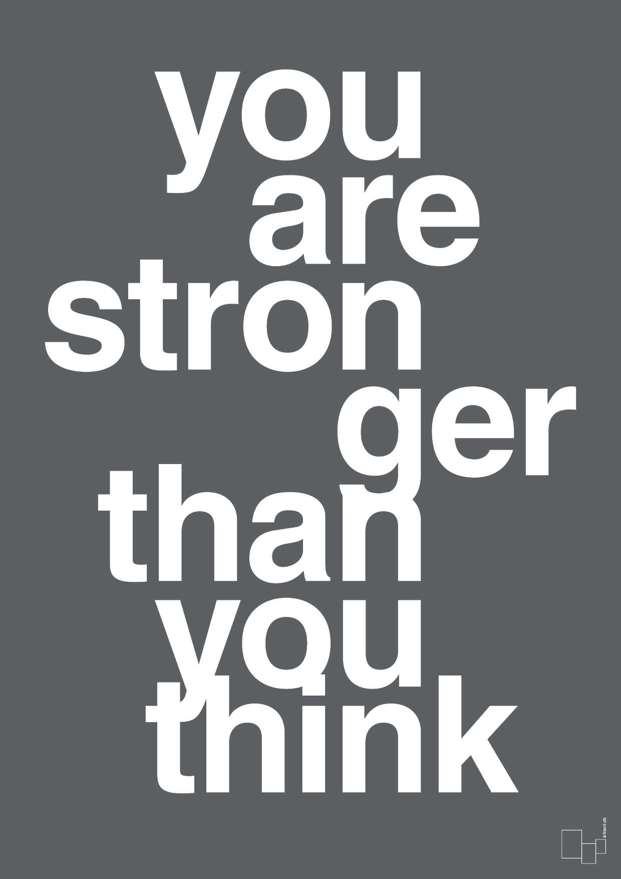 plakat: you are stronger than you think - graphic charcoal-Fitness-A1two3