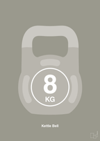 plakat: kettle bell 8 kg - battleship gray-Fitness-A1two3