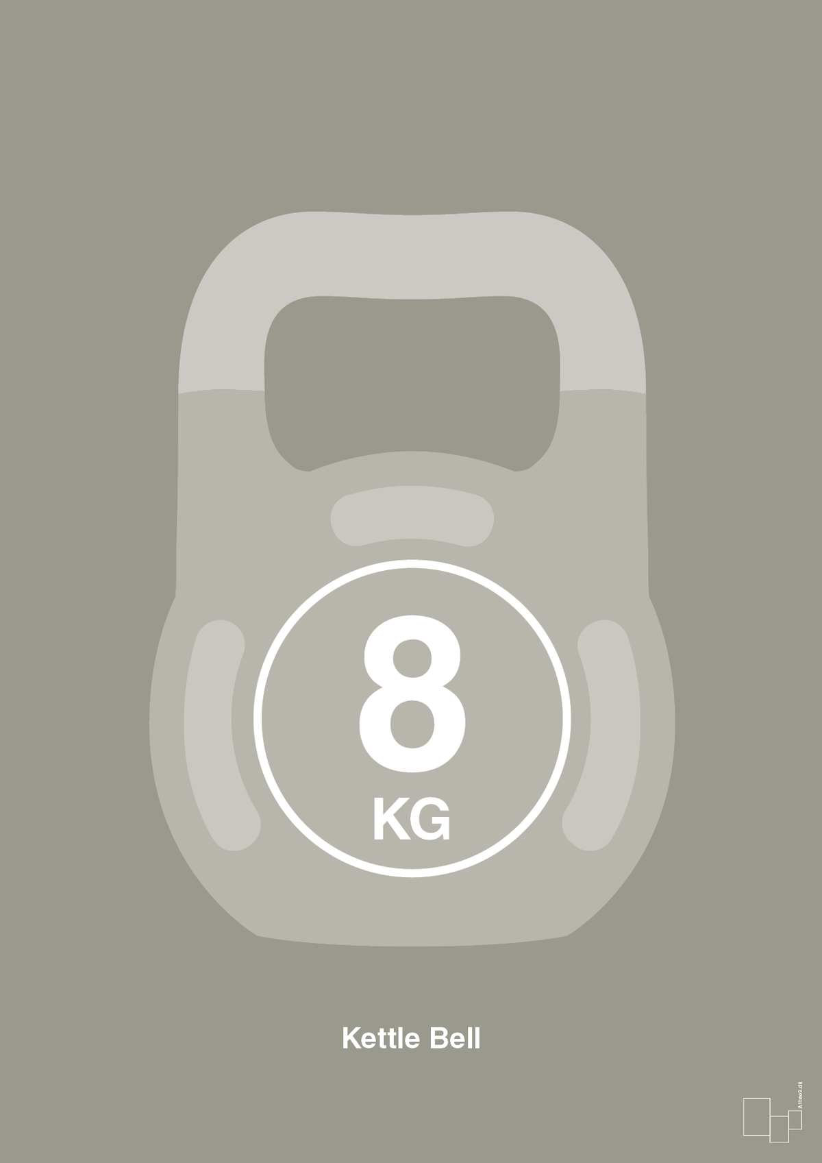 plakat: kettle bell 8 kg - battleship gray-Fitness-A1two3