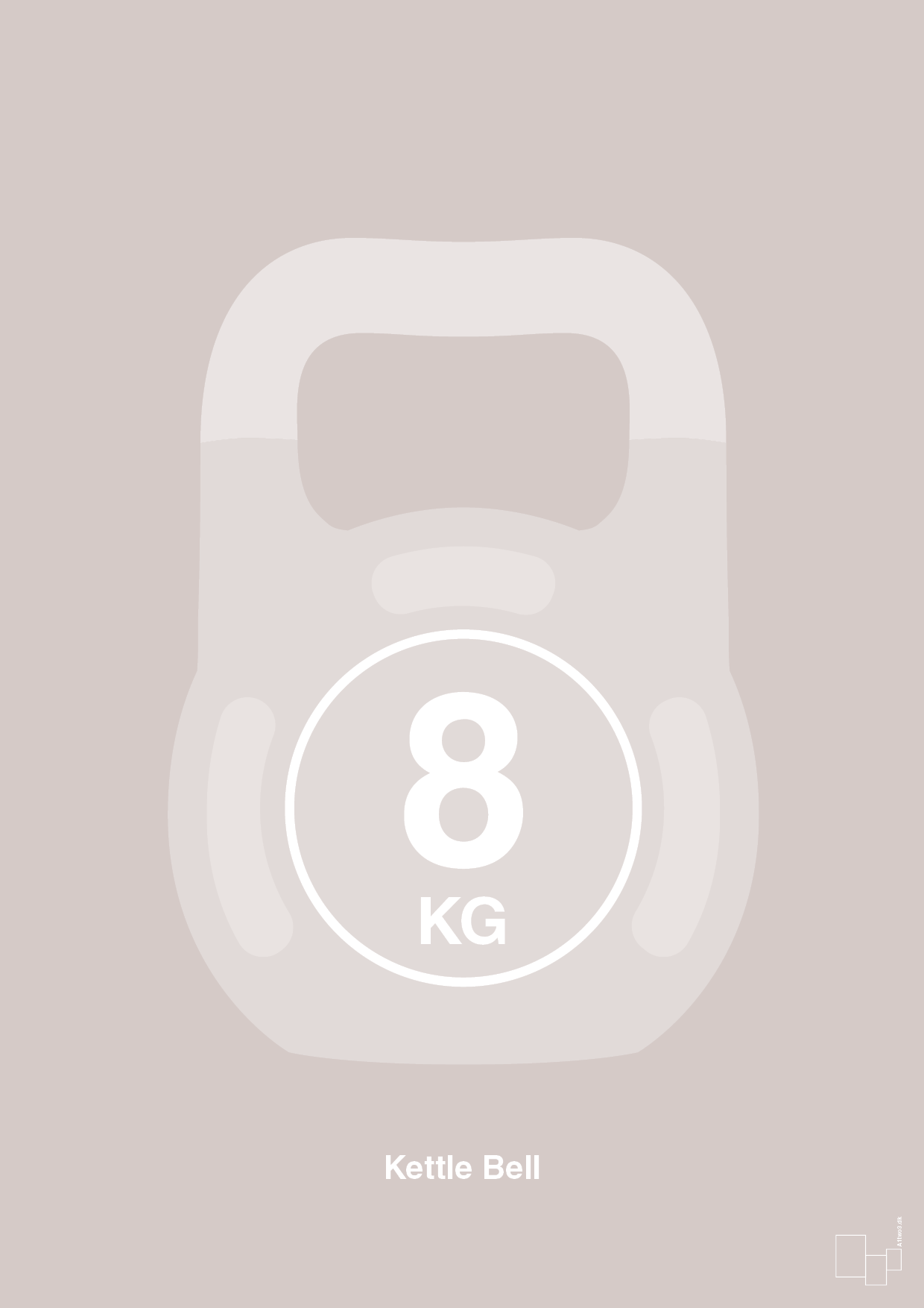 plakat: kettle bell 8 kg - broken beige-Fitness-A1two3