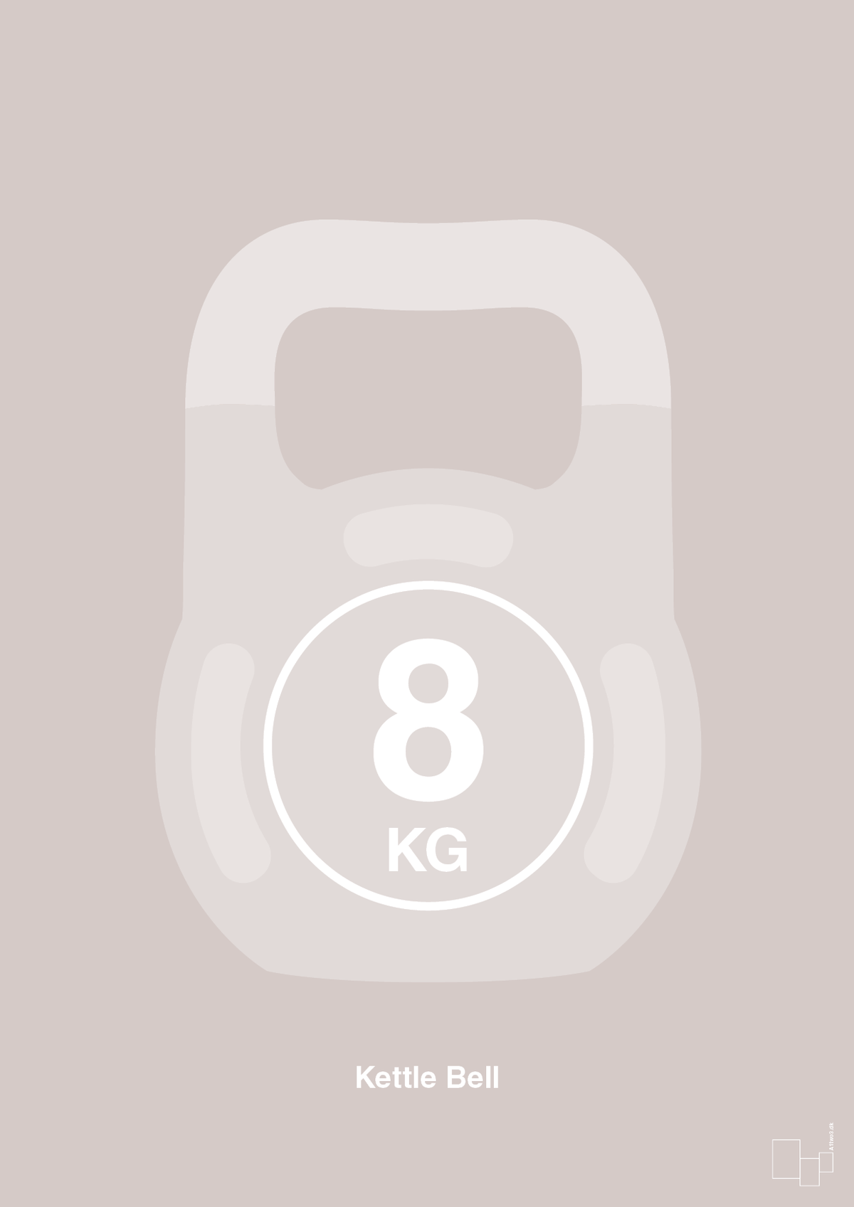 plakat: kettle bell 8 kg - broken beige-Fitness-A1two3