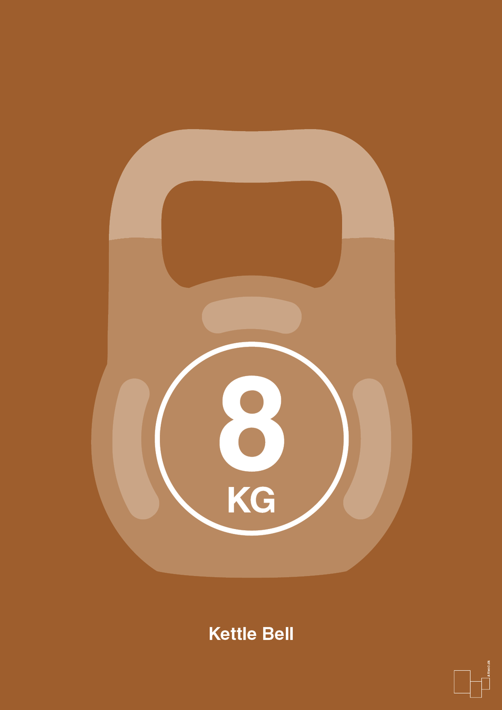 plakat: kettle bell 8 kg - cognac-Fitness-A1two3