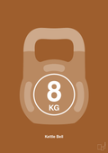 plakat: kettle bell 8 kg - cognac-Fitness-A1two3