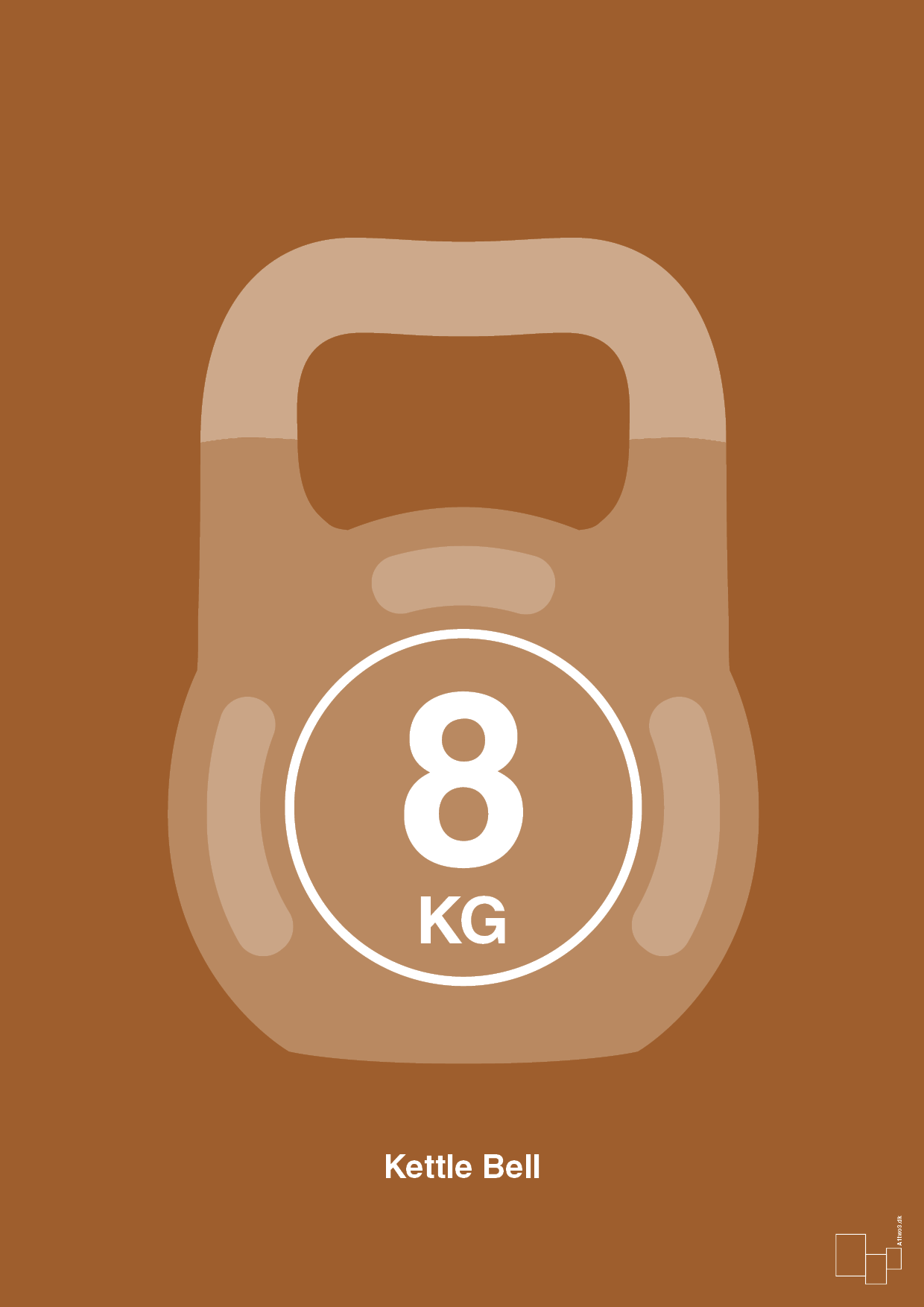 plakat: kettle bell 8 kg - cognac-Fitness-A1two3