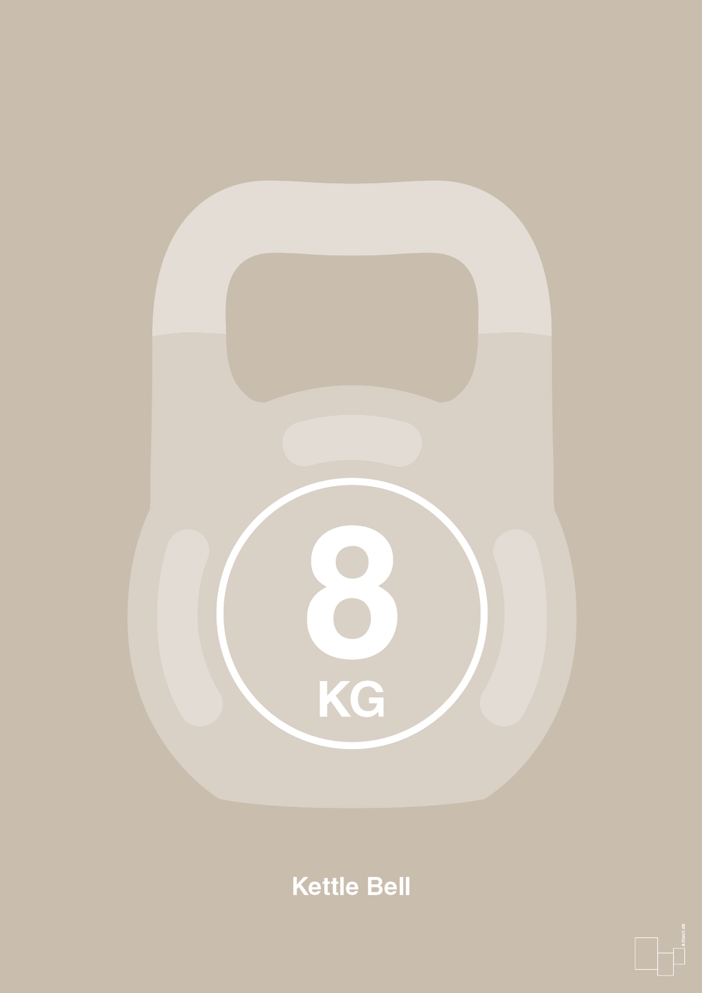 plakat: kettle bell 8 kg - creamy mushroom-Fitness-A1two3