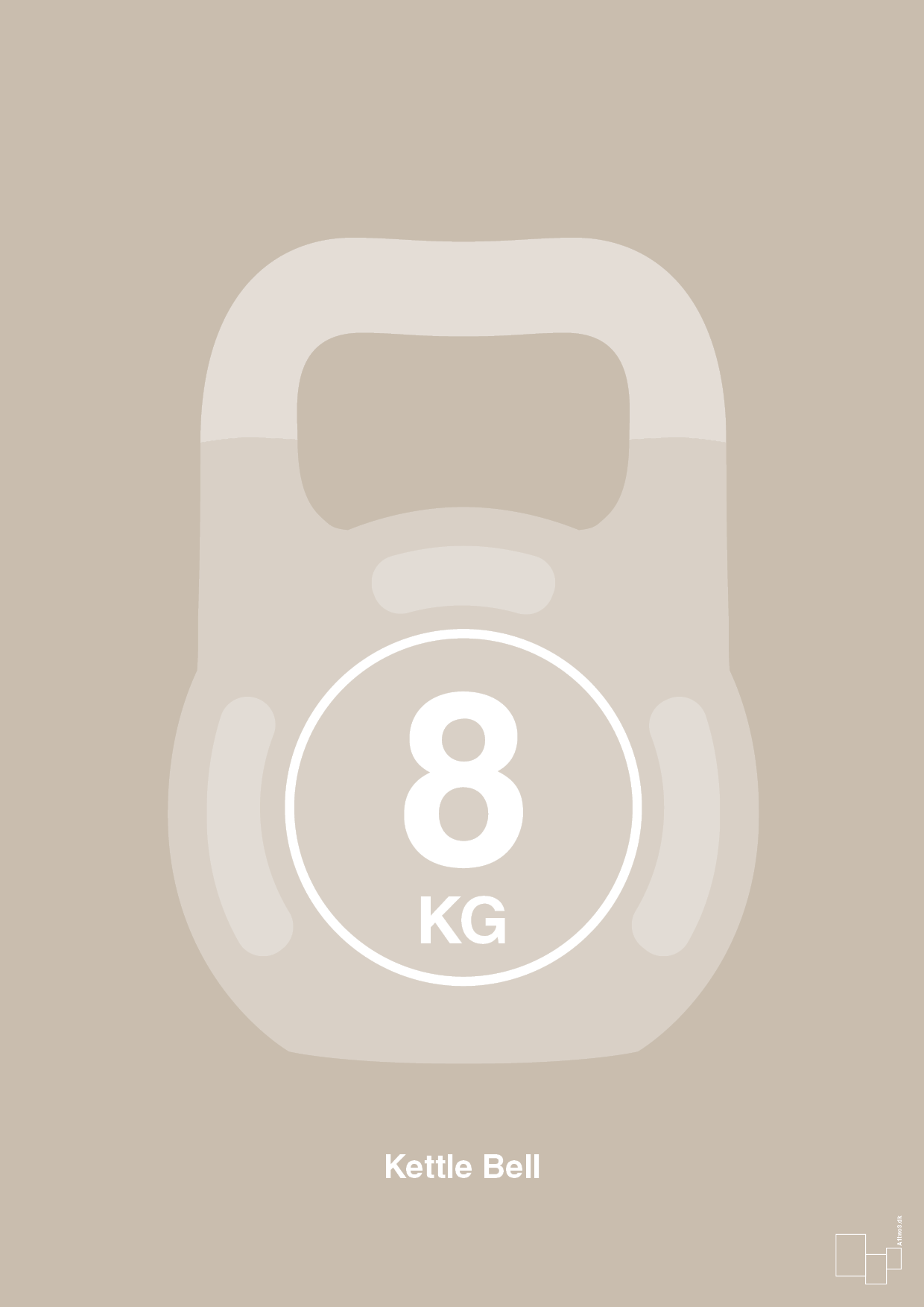 plakat: kettle bell 8 kg - creamy mushroom-Fitness-A1two3