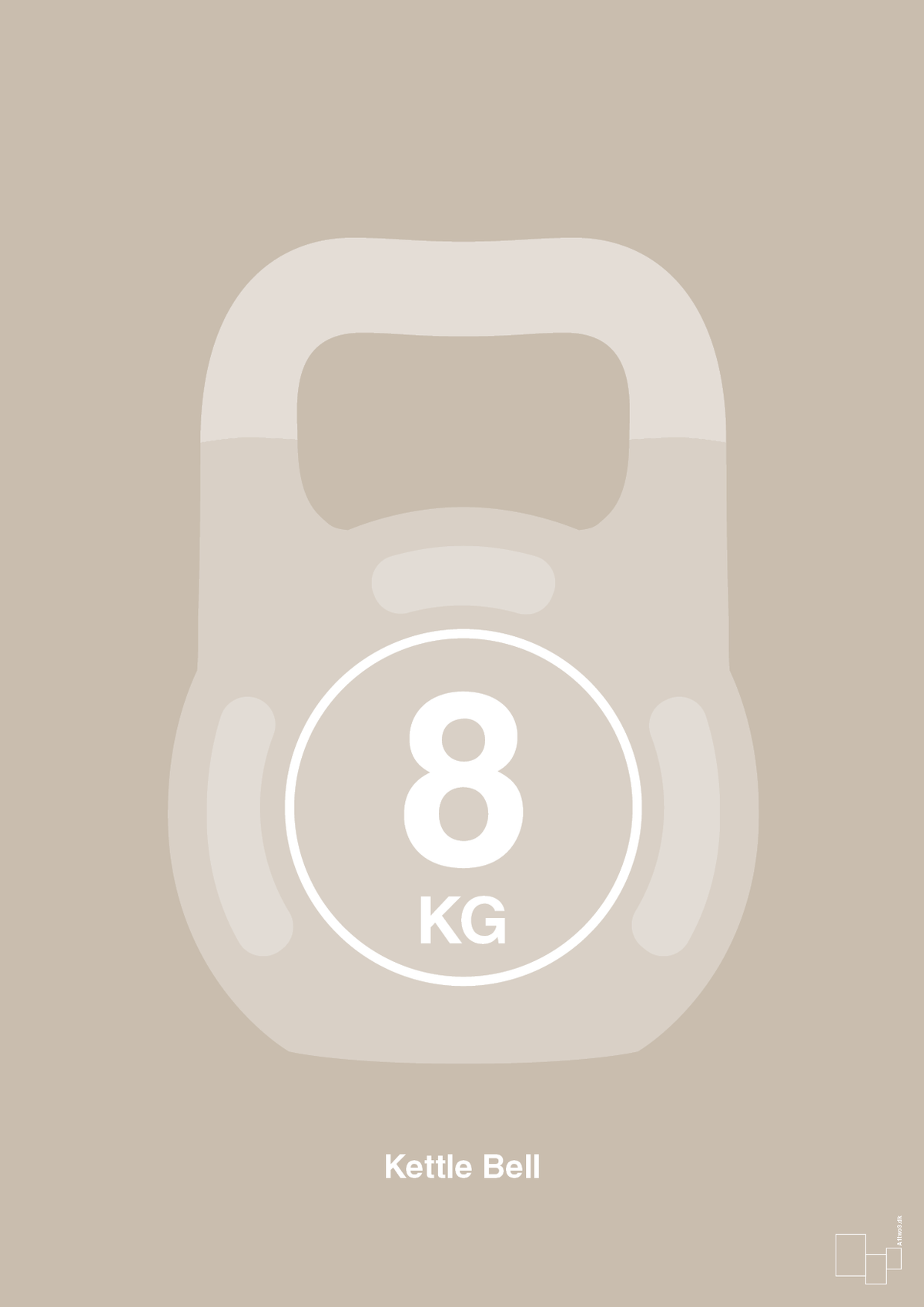 plakat: kettle bell 8 kg - creamy mushroom-Fitness-A1two3