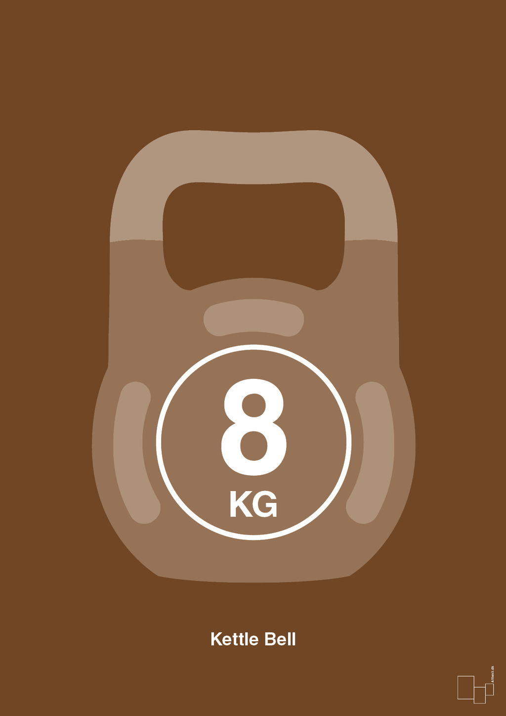 plakat: kettle bell 8 kg - dark brown-Fitness-A1two3