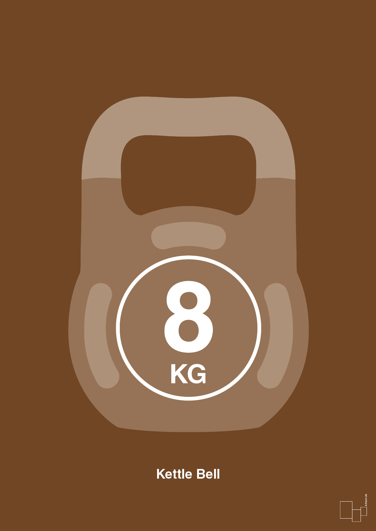 plakat: kettle bell 8 kg - dark brown-Fitness-A1two3
