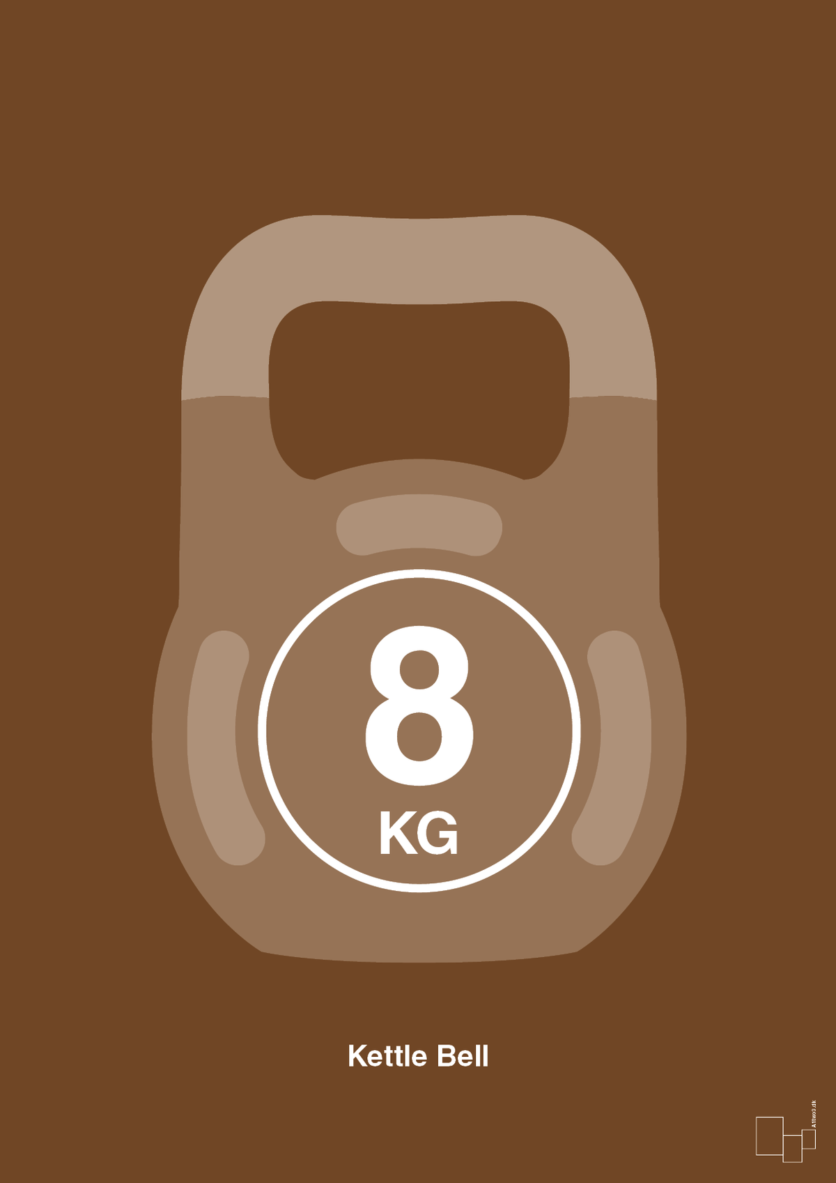 plakat: kettle bell 8 kg - dark brown-Fitness-A1two3