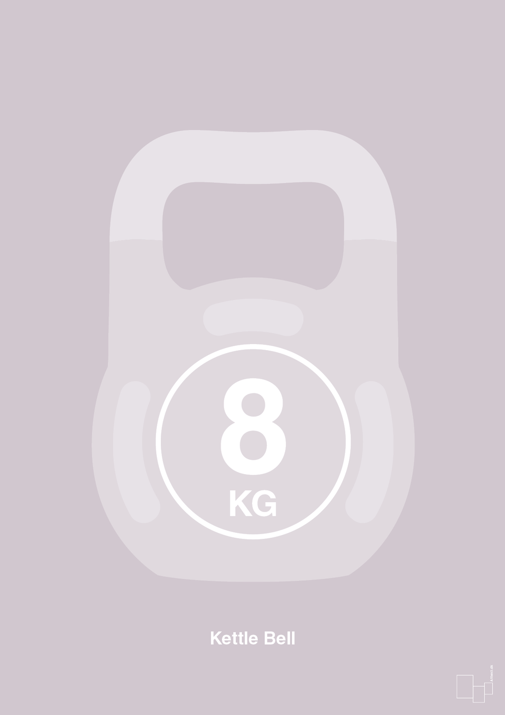plakat: kettle bell 8 kg - dusty lilac-Fitness-A1two3