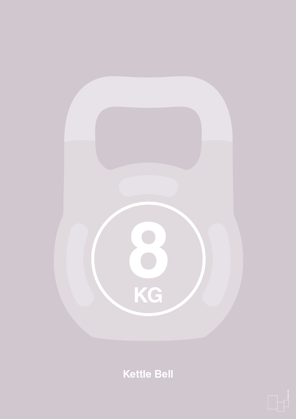 plakat: kettle bell 8 kg - dusty lilac-Fitness-A1two3