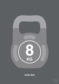 plakat: kettle bell 8 kg - graphic charcoal-Fitness-A1two3