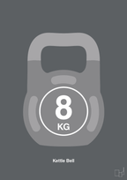 plakat: kettle bell 8 kg - graphic charcoal-Fitness-A1two3