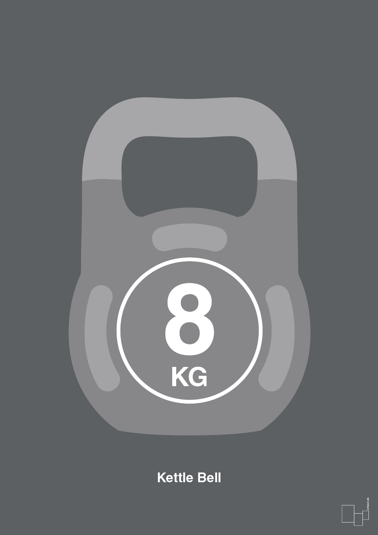 plakat: kettle bell 8 kg - graphic charcoal-Fitness-A1two3