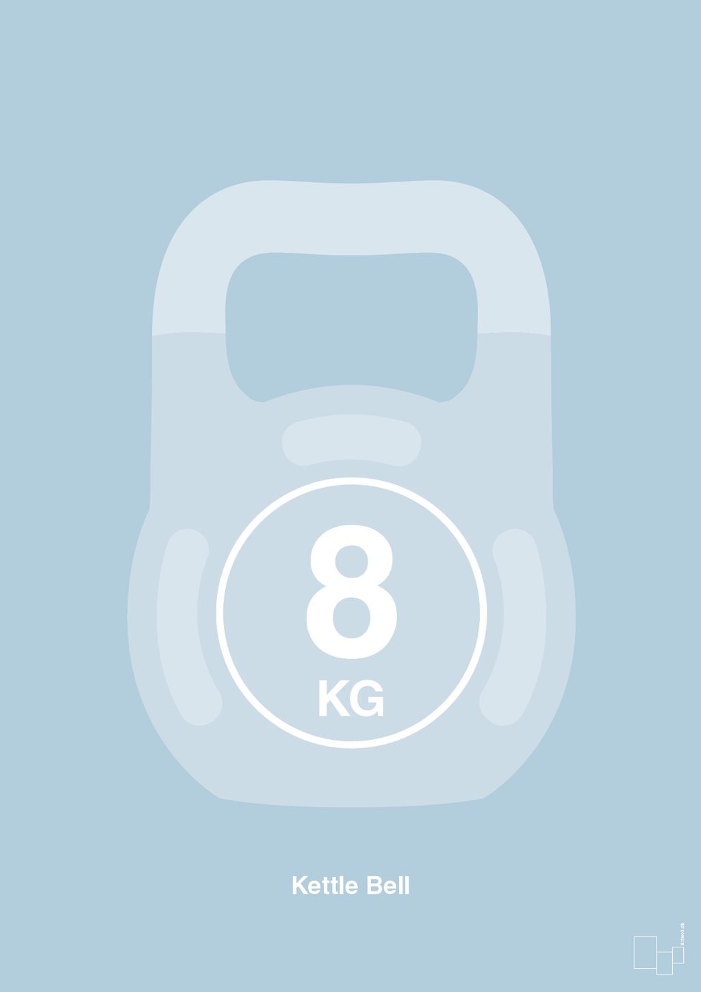 plakat: kettle bell 8 kg - heavenly blue-Fitness-A1two3