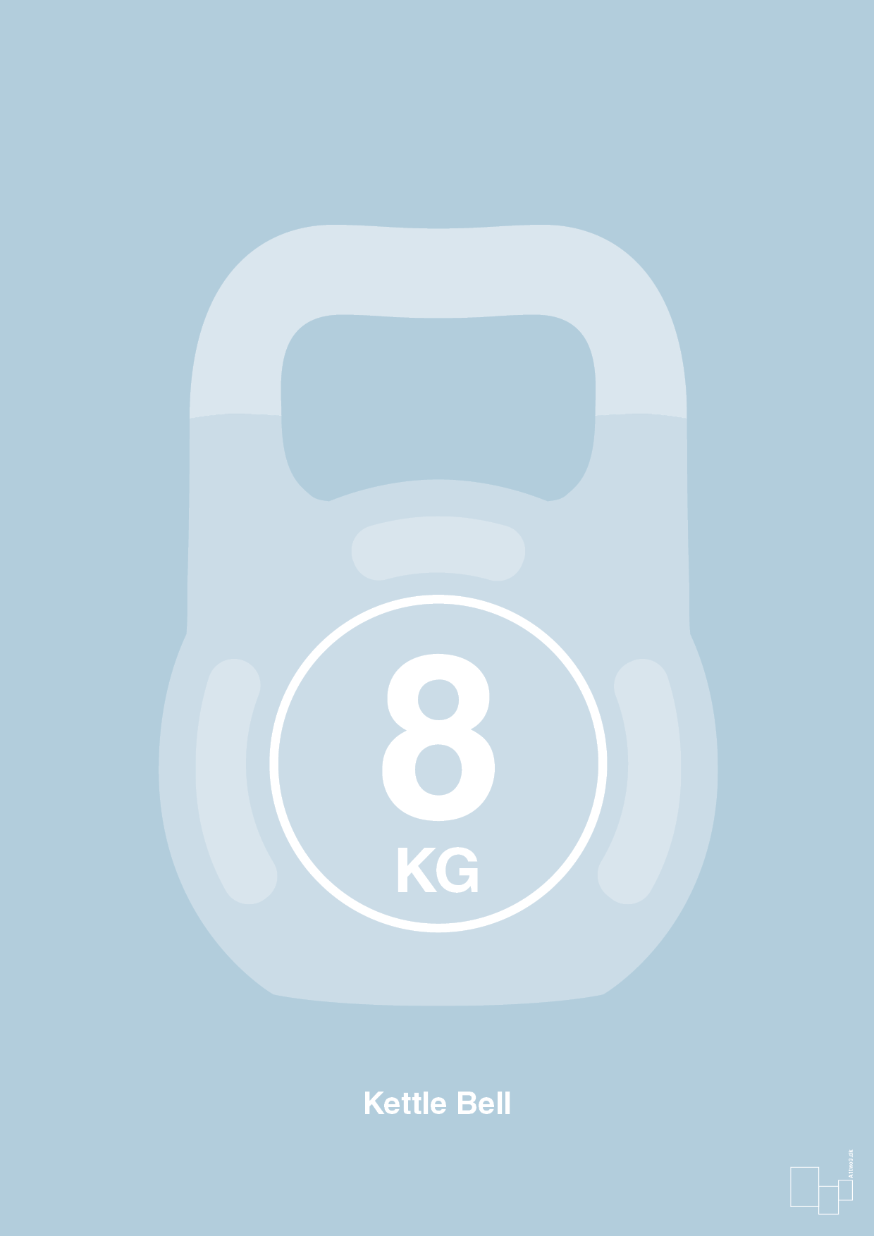 plakat: kettle bell 8 kg - heavenly blue-Fitness-A1two3