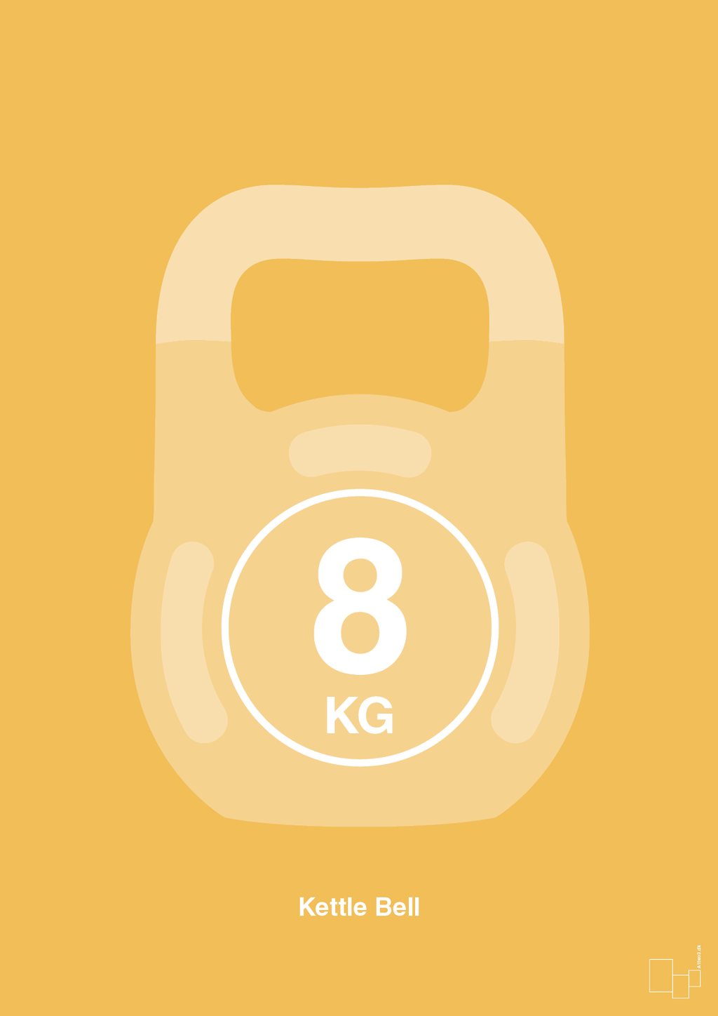 plakat: kettle bell 8 kg - honeycomb-Fitness-A1two3