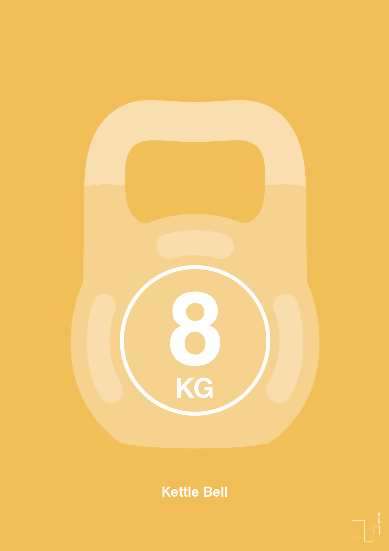 plakat: kettle bell 8 kg - honeycomb-Fitness-A1two3