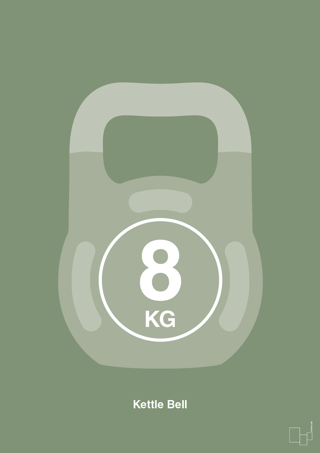 plakat: kettle bell 8 kg - jade-Fitness-A1two3