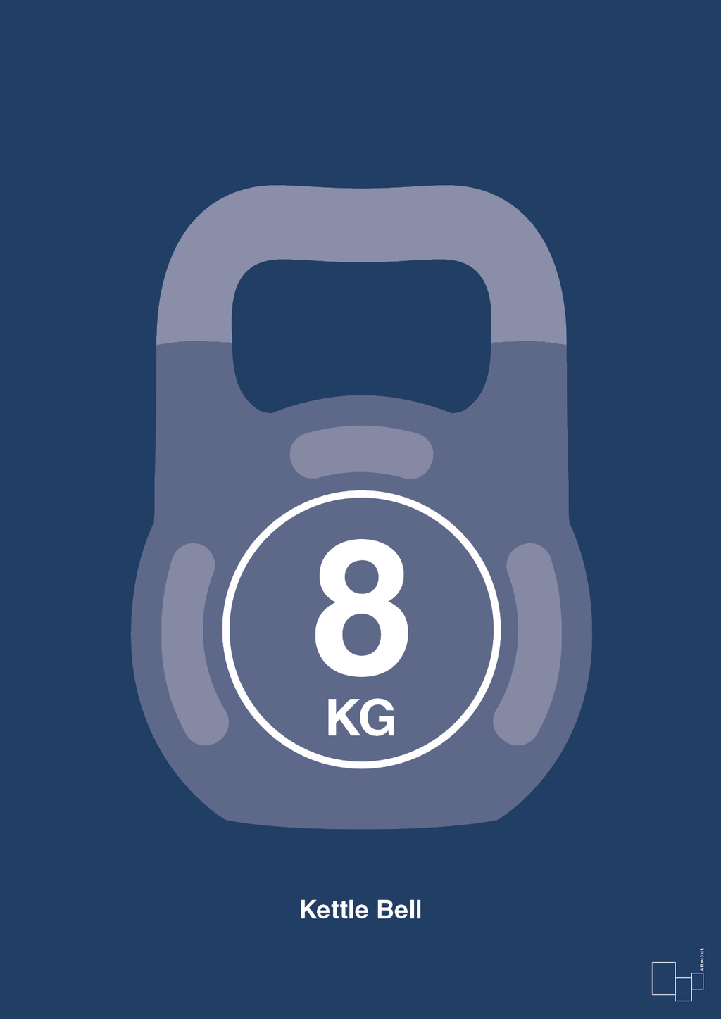 plakat: kettle bell 8 kg - lapis blue-Fitness-A1two3