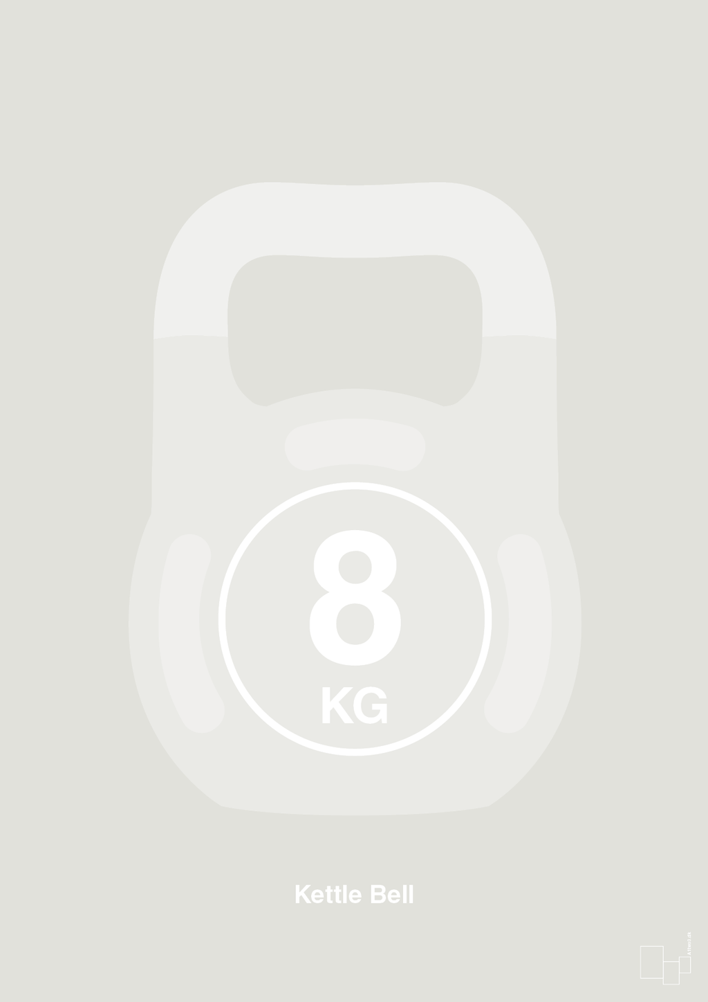 plakat: kettle bell 8 kg - painters white-Fitness-A1two3