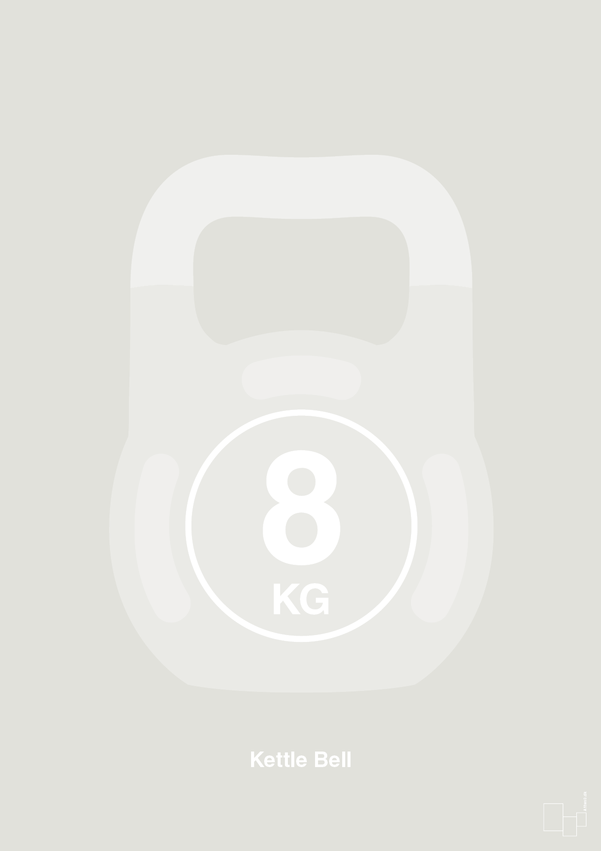 plakat: kettle bell 8 kg - painters white-Fitness-A1two3
